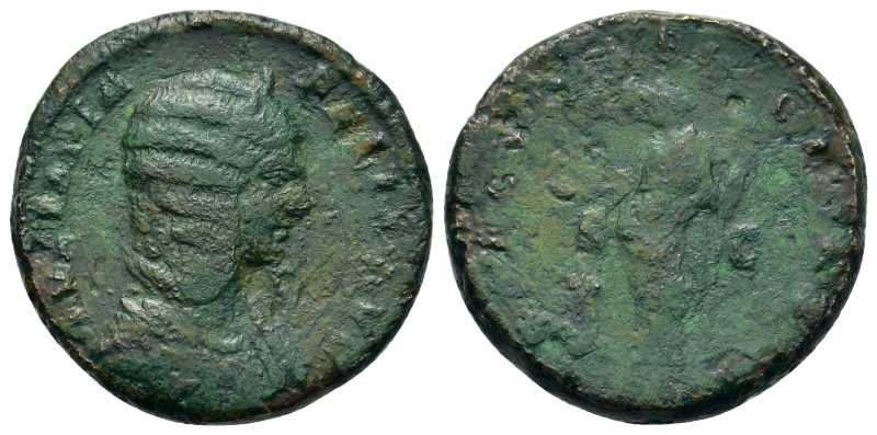 Julia Domna (Augusta, 193-211). Æ As (24,6mm, 10.95g). Rome, AD 211-217. Diademe...