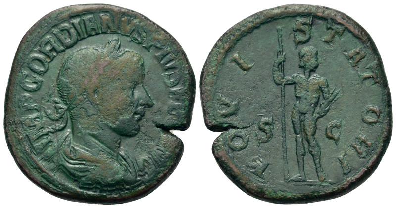 Gordian III (238-244). Æ Sestertius (32mm, 22g). Rome, AD 241-243. Laureate, dra...