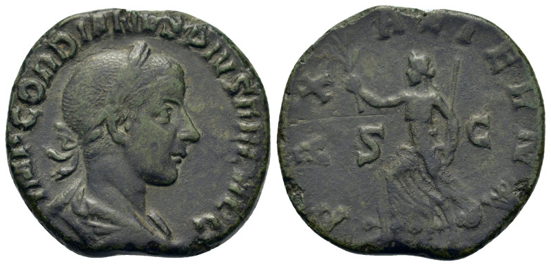 Gordian III (238-244). Æ Sestertius (27,8mm, 12.2g). Rome, AD 241-243. Laureate,...