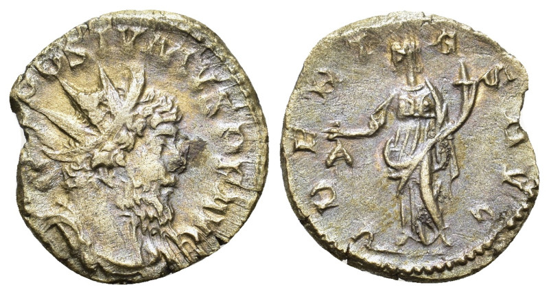 Postumus (260-269). AR Antoninianus (9,6mm, 2.6g). Treveri, AD 267. Radiate, dra...