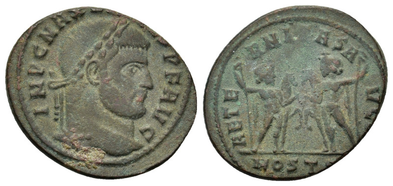 Maxentius (307-312). Æ Follis (22,4mm, 6.7g). Ostia, c. 309-312 AD. Laureate hea...