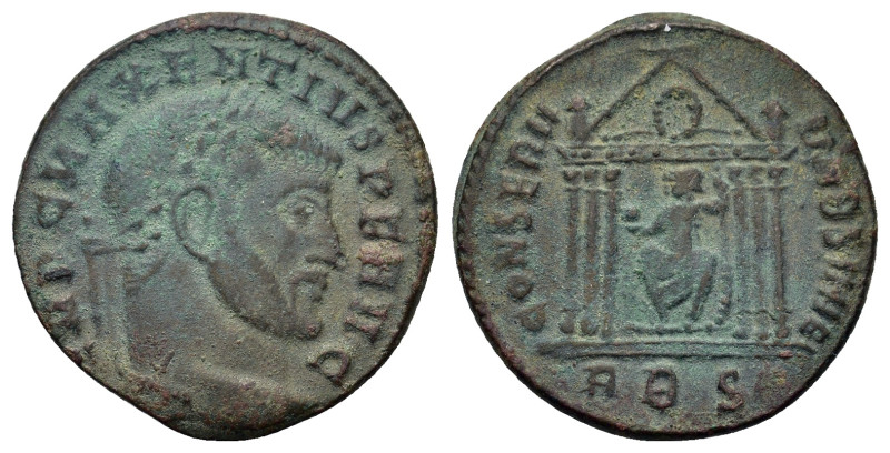 Maxentius (307-312). Æ Follis (24,4mm, 6g). Rome, 308-310. Laureate head r. R/ R...