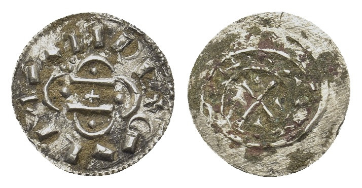 Hungary, Coloman. Bela II (1131-1141). Denarius (10,3mm, 0.3g). Small cross betw...