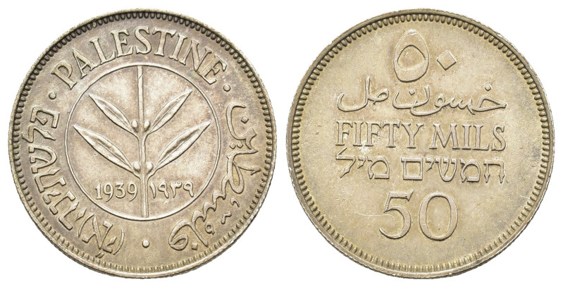 Palestine. British Mandate. 50 Mils 1939 (23,5mm, 5.8g). KM 6.