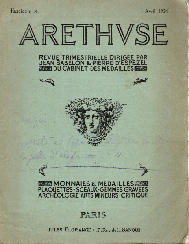 ARETHVSE. - Fascicule 3 - Avril, 1924. Babelon E. Alexandre ou L'Afrique?. Etude...