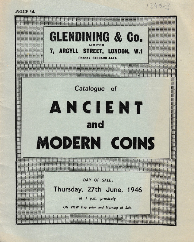 Glendining & Co., Catalogue of Ancient and Modern Coins. 27th June 1946. 16pp