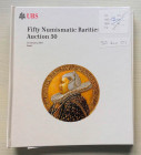 UBS Auction 50 Fifty Numismatic Rarities Basel 30 January 2001. Cartonato ed. pp. 106, lotti 50, tavv. A colori ripiegate. Con lista prezzi di realizz...