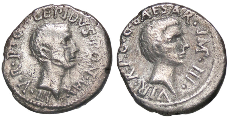 ROMANE IMPERIALI - Lepido e Augusto - Denario Cr. 495/2; B. 35 (AG g. 3,55)

S...