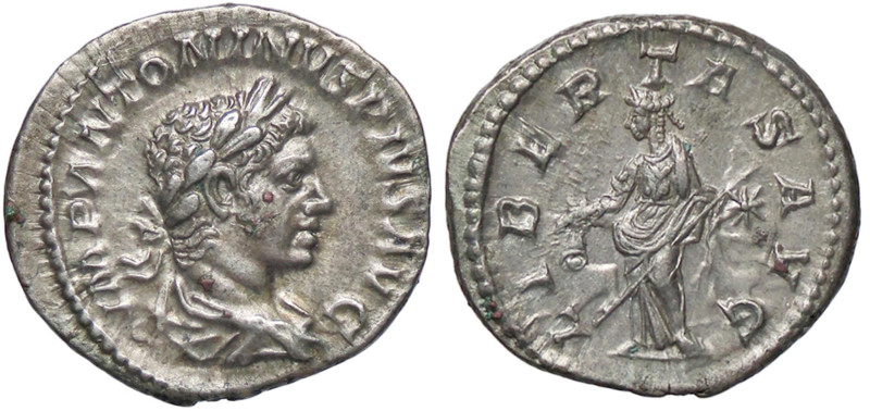 ROMANE IMPERIALI - Elagabalo (218-222) - Denario C. 92; RIC 107 (AG g. 3,23)

...