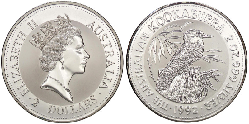 ESTERE - AUSTRALIA - Elisabetta II (1952-2022) - 2 Dollari 1992 - Kookaburra Kr....