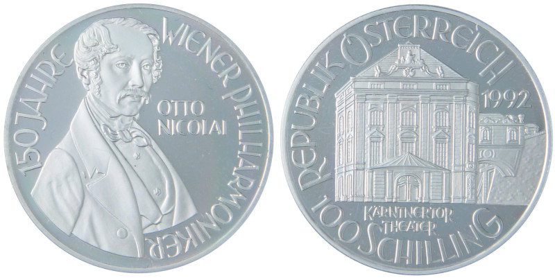 ESTERE - AUSTRIA - Seconda Repubblica (1945) - 100 Scellini 1992 - Otto Nicolai ...