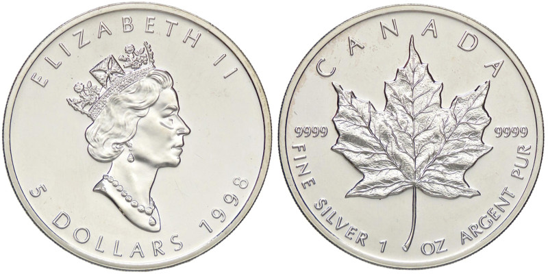 ESTERE - CANADA - Elisabetta II (1952-2022) - 5 Dollari 1998 Kr. 187 AG

Statu...