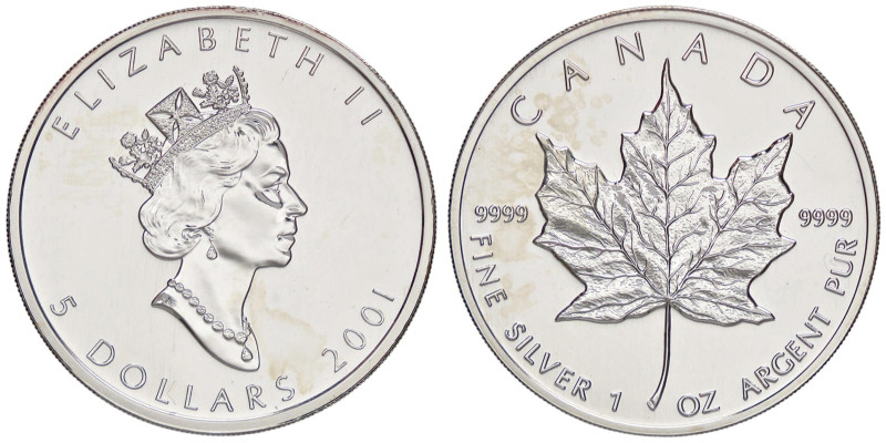 ESTERE - CANADA - Elisabetta II (1952-2022) - 5 Dollari 2001 Kr. 187 AG

Statu...