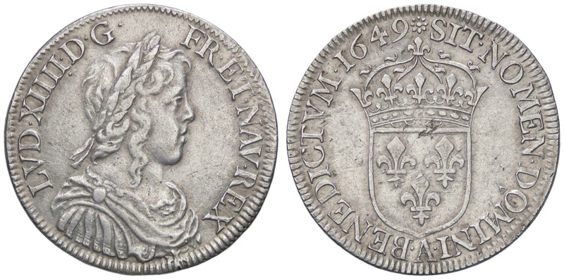 ESTERE - FRANCIA - Luigi XIV (1643-1715) - Mezzo scudo 1649 A Gad. 169 AG

Sta...