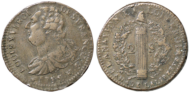 ESTERE - FRANCIA - Luigi XVI (1774-1792) - 2 Sols 1792 N Kr. 603.2 CU

Status:...