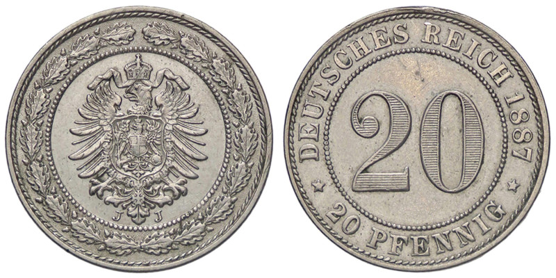 ESTERE - GERMANIA - Guglielmo I (1871-1888) - 20 Pfennig 1887 J Kr. 9.1 MI Colpe...