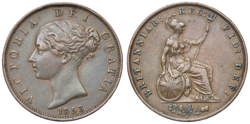 ESTERE - GRAN BRETAGNA - Vittoria (1837-1901) - Penny 1853 Kr. 739 CU Colpetto
...