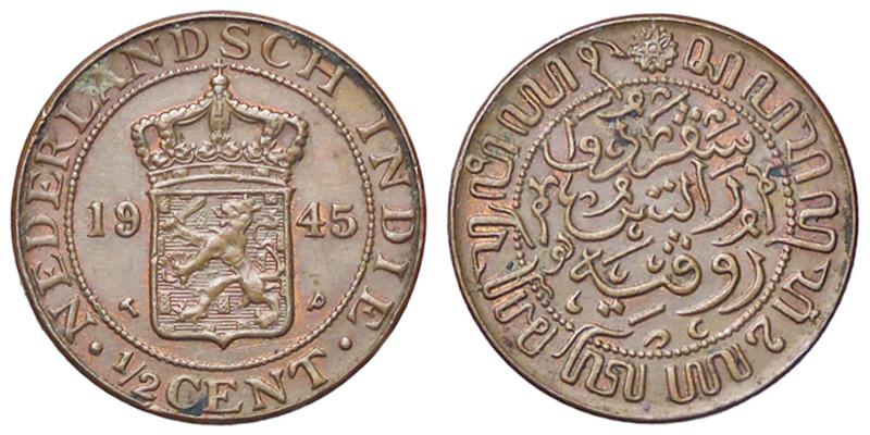 ESTERE - INDIE OLANDESI - Guglielmina (1890-1948) - 1/2 Cent 1945 CU

Status: ...