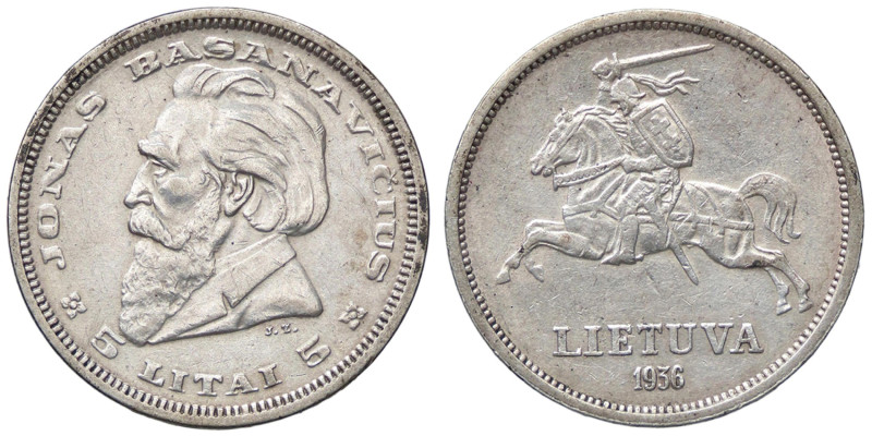 ESTERE - LITUANIA - Repubblica - 5 Litai 1936 Kr. 82 AG

Status: qSPL