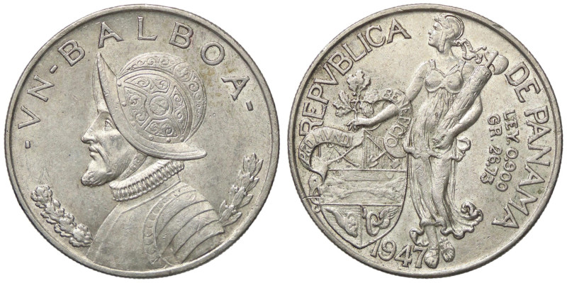 ESTERE - PANAMA - Repubblica - Balboa 1947 Kr. 13 AG Colpetto

Status: SPL+