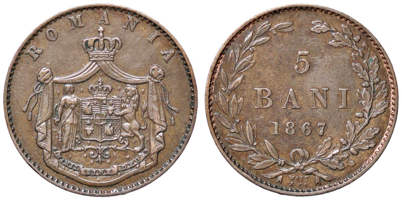 ESTERE - ROMANIA - Carlo I (1866-1914) - 5 Bani 1867 Kr. 3.1 CU

Status: BB+