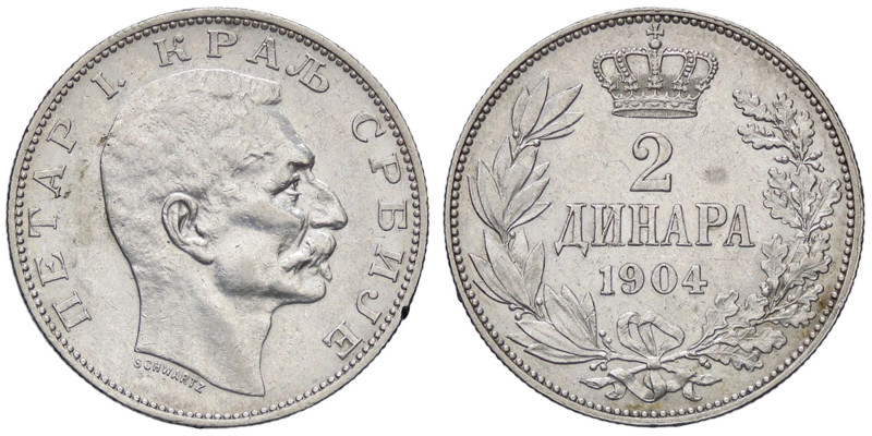 ESTERE - SERBIA - Pietro I (1903-1921) - 2 Dinari 1904 A Kr. 26.1 AG

Status: ...