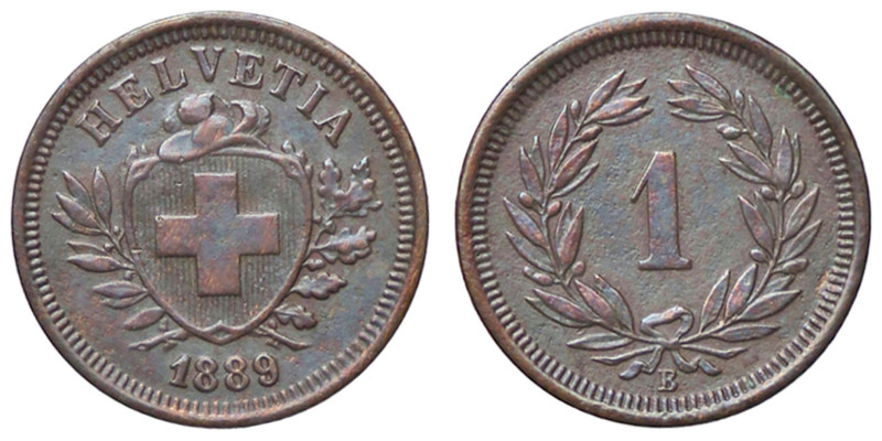 ESTERE - SVIZZERA - Confederazione - Rappen 1889 B Kr. 3.1 R CU

Status: BB+