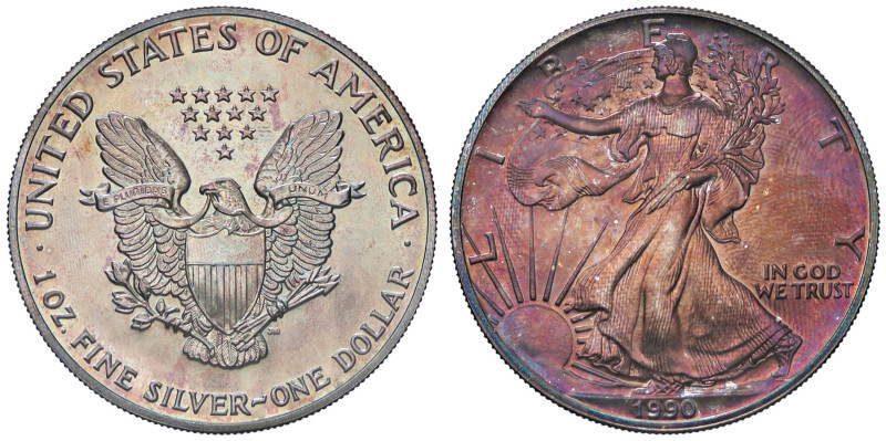 ESTERE - U.S.A. - Dollaro 1990 - American Eagle Kr. 273 AG Patinata

Status: F...