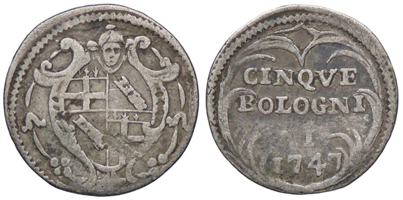 ZECCHE ITALIANE - BOLOGNA - Benedetto XIV (1740-1758) - Carlino 1747 CNI 56; Mun...