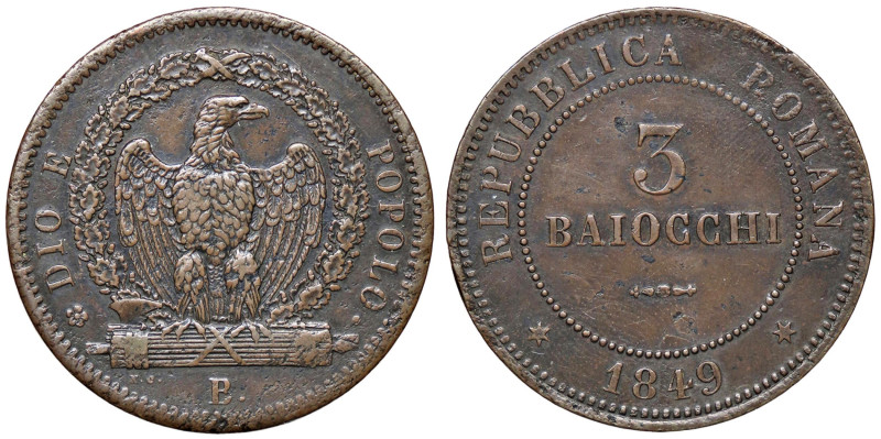 ZECCHE ITALIANE - BOLOGNA - Repubblica Romana (1848-1849) - 3 Baiocchi 1849 Pag....