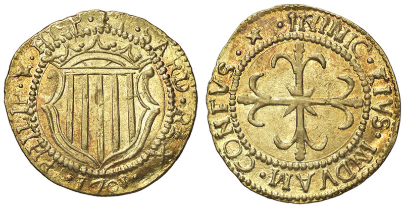 ZECCHE ITALIANE - CAGLIARI - Filippo V di Borbone (1700-1707) - Scudo d'oro 1701...