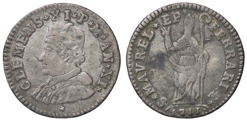 ZECCHE ITALIANE - FERRARA - Clemente XI (1700-1721) - Muraiola da 4 baiocchi 171...