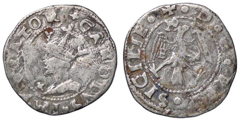 ZECCHE ITALIANE - MESSINA - Carlo V (1516-1556) - Tarì Spahr 17/34; MIR 275 (AG ...