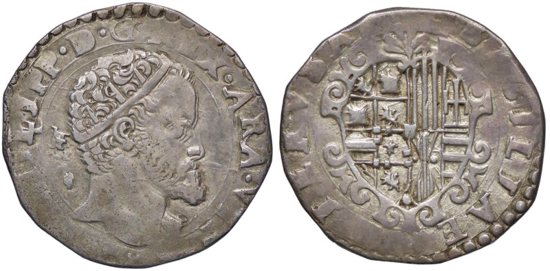 ZECCHE ITALIANE - NAPOLI - Filippo II (1554-1598) - Tarì P.R. 32; MIR 179 R (AG ...