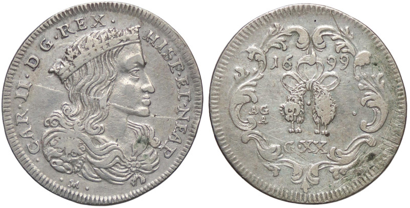 ZECCHE ITALIANE - NAPOLI - Carlo II, secondo periodo (1675-1700) - Tarì 1699 P.R...