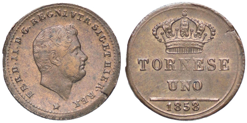 ZECCHE ITALIANE - NAPOLI - Ferdinando II di Borbone (1830-1859) - Tornese 1858 P...