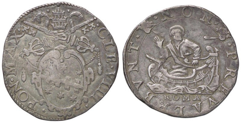 ZECCHE ITALIANE - ROMA - Clemente VIII (1592-1605) - Testone CNI 220; Munt. 29 R...