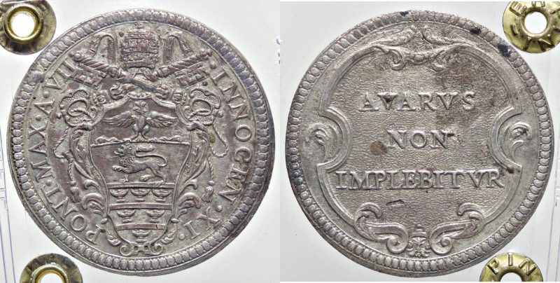 ZECCHE ITALIANE - ROMA - Innocenzo XI (1676-1689) - Mezza piastra A. VII CNI 54;...