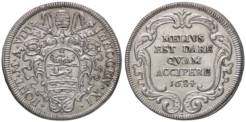 ZECCHE ITALIANE - ROMA - Innocenzo XI (1676-1689) - Testone 1684 A. VIII CNI 71;...