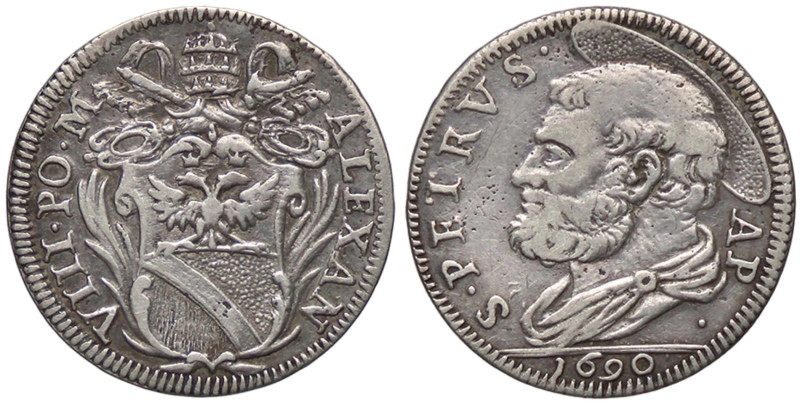 ZECCHE ITALIANE - ROMA - Alessandro VIII (1689-1691) - Grosso 1690 Ser. 50; Munt...