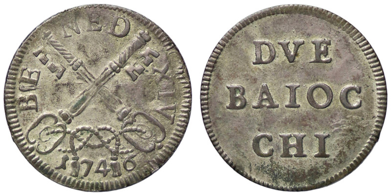 ZECCHE ITALIANE - ROMA - Benedetto XIV (1740-1758) - Muraiola da 2 baiocchi 1746...