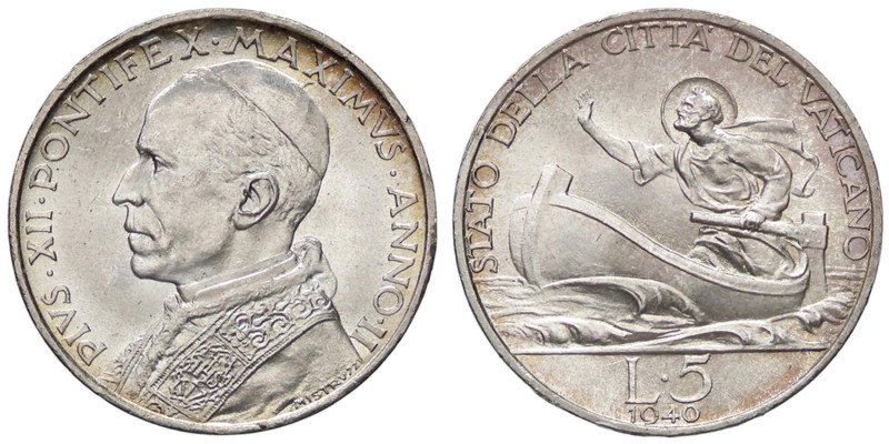 ZECCHE ITALIANE - ROMA - Pio XII (1939-1958) - 5 Lire 1940 A. II Pag. 755; Mont....