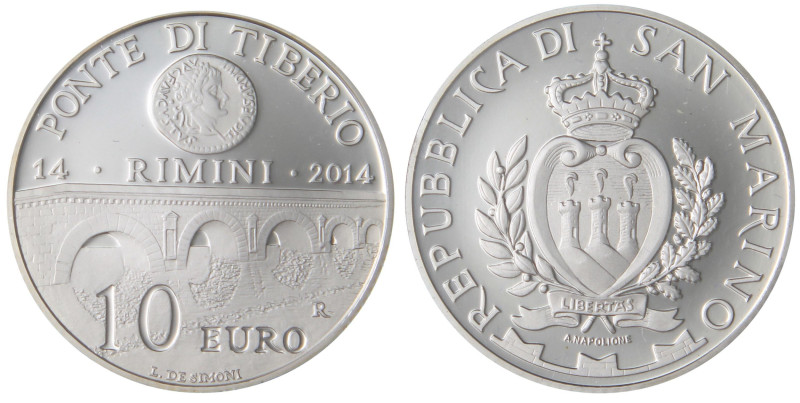 ZECCHE ITALIANE - SAN MARINO - Monetazione Euro - 10 Euro 2014 - Rimini, bimille...