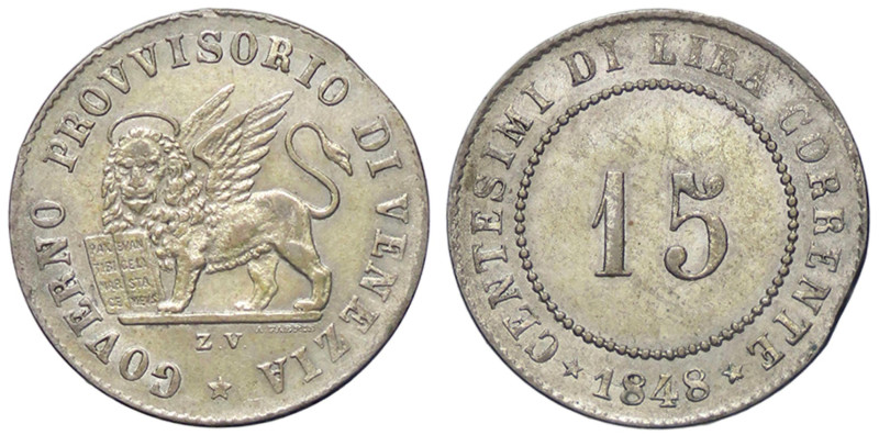 ZECCHE ITALIANE - VENEZIA - Governo Provvisorio (1848-1849) - 15 Centesimi 1848 ...