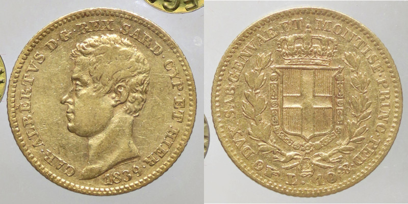 SAVOIA - Carlo Alberto (1831-1849) - 10 Lire 1839 T Pag. 216; Mont. 88 RR AU Sig...