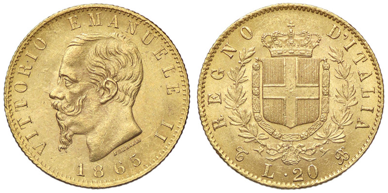 SAVOIA - Vittorio Emanuele II Re d'Italia (1861-1878) - 20 Lire 1865 T Pag. 459;...