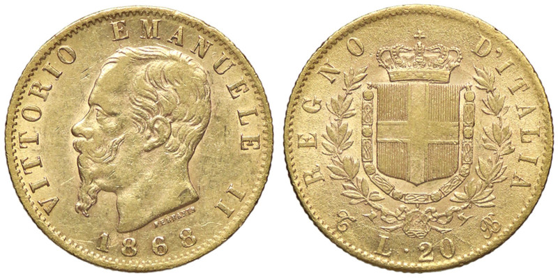 SAVOIA - Vittorio Emanuele II Re d'Italia (1861-1878) - 20 Lire 1868 T Pag. 462;...