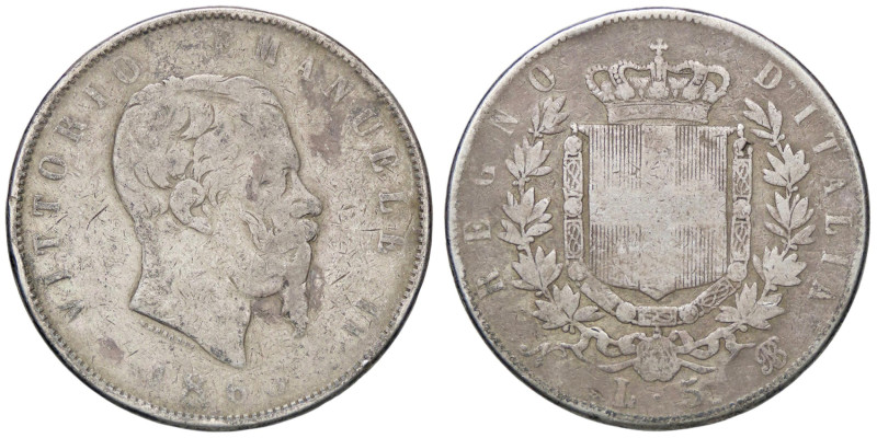 SAVOIA - Vittorio Emanuele II Re d'Italia (1861-1878) - 5 Lire 1865 N Pag. 486; ...