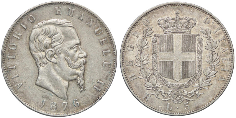 SAVOIA - Vittorio Emanuele II Re d'Italia (1861-1878) - 5 Lire 1876 R Pag. 501; ...