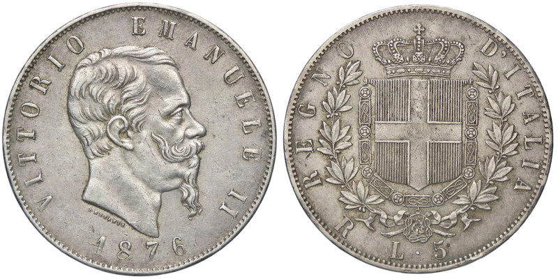 SAVOIA - Vittorio Emanuele II Re d'Italia (1861-1878) - 5 Lire 1876 R Pag. 501; ...